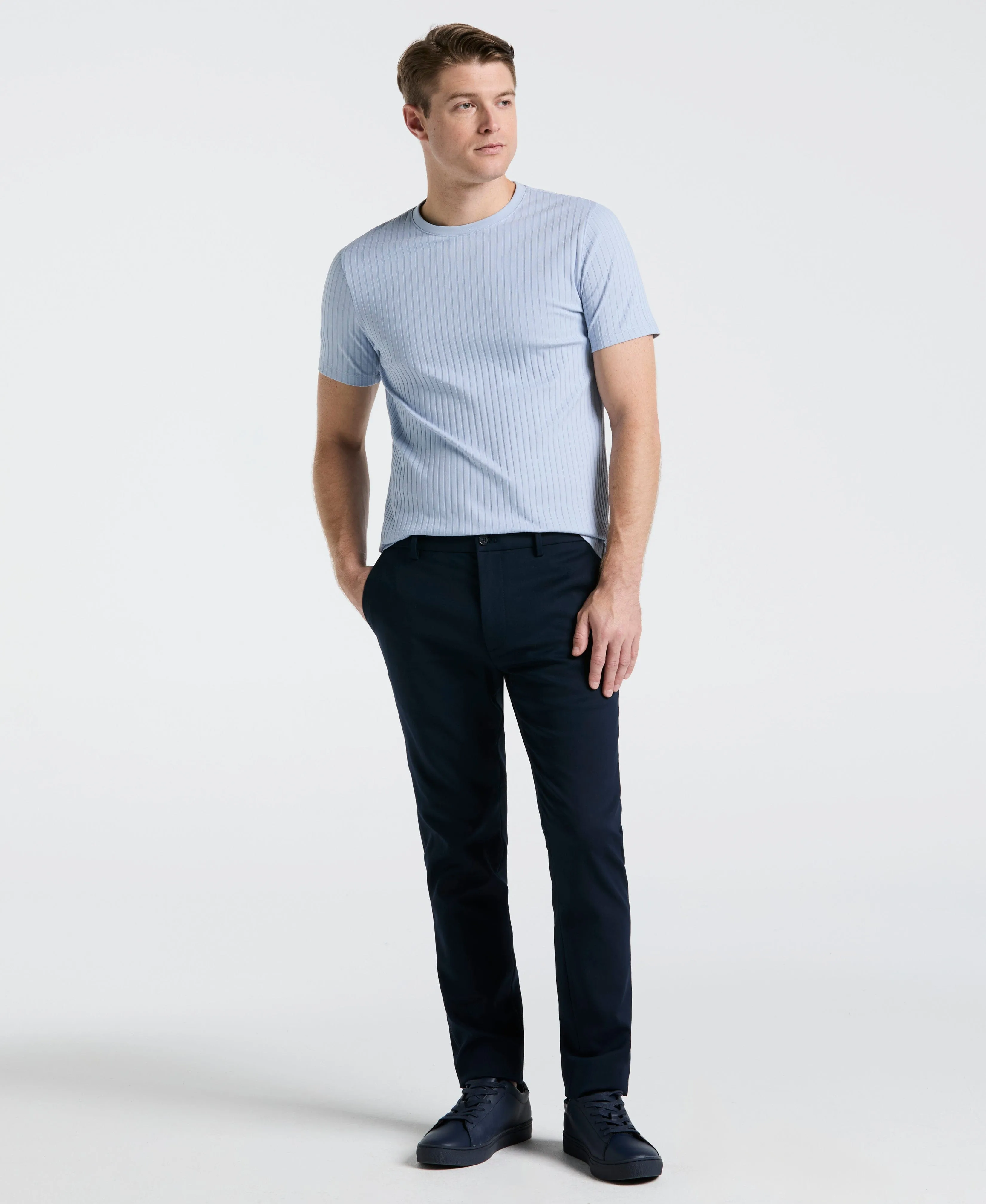 Rib Knit Crew Neck Tee