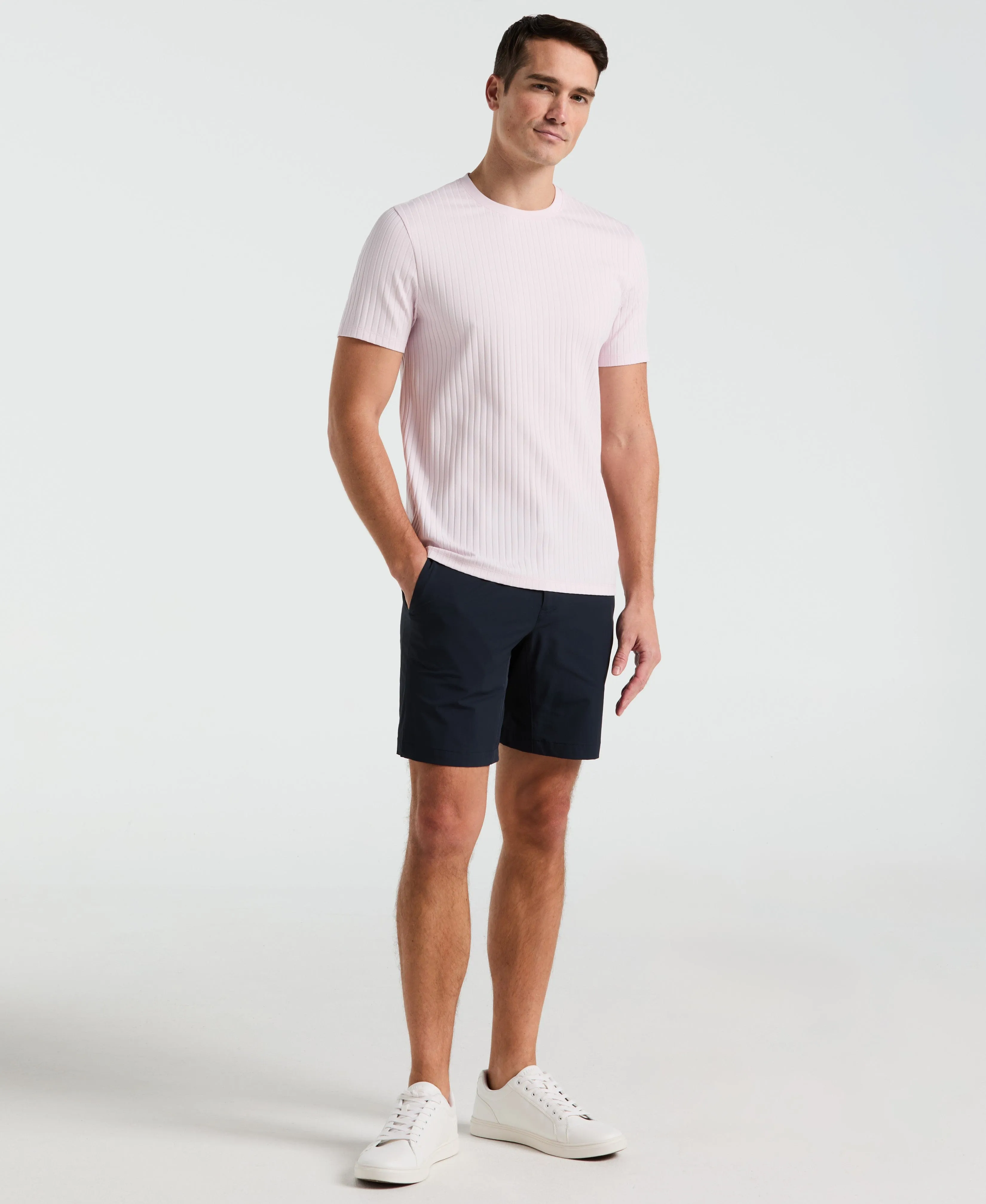Rib Knit Crew Neck Tee