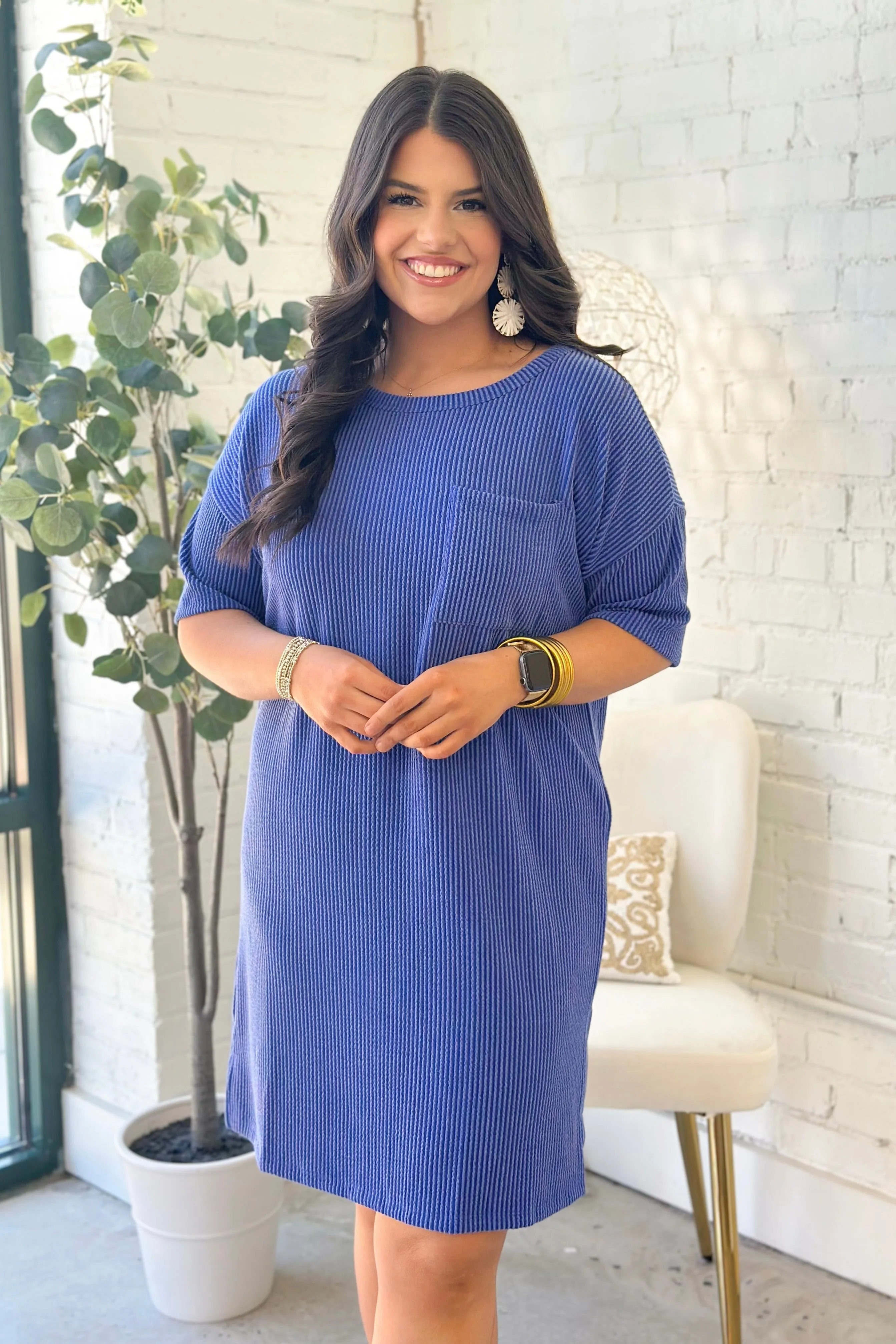 Royal Blue Rib Knit Dress