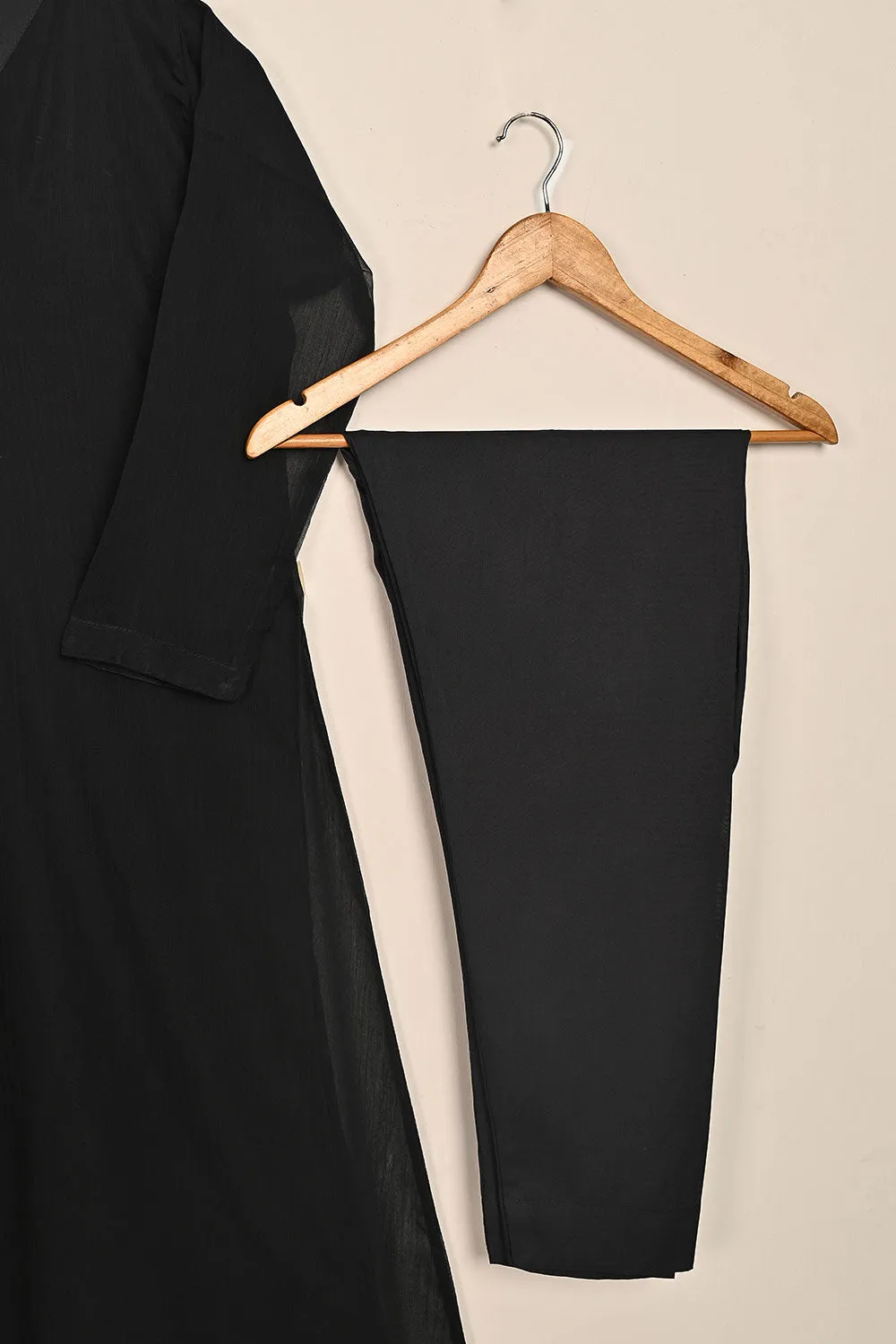 RTW-119-Black -  3Pc Stitched Chiffon Shirt