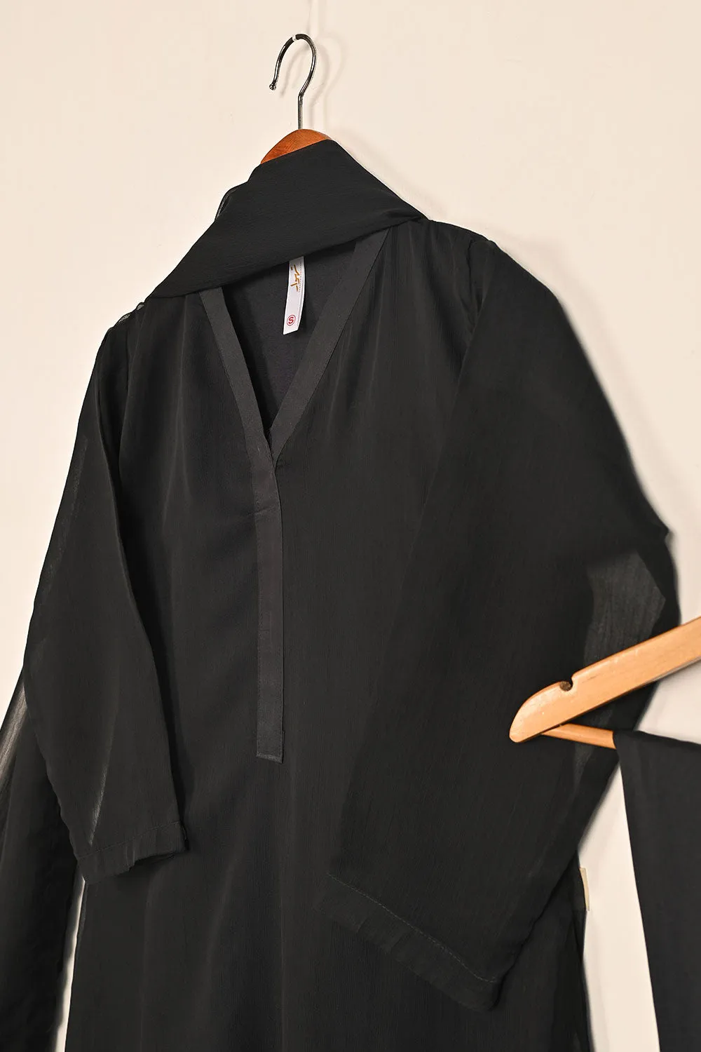 RTW-119-Black -  3Pc Stitched Chiffon Shirt