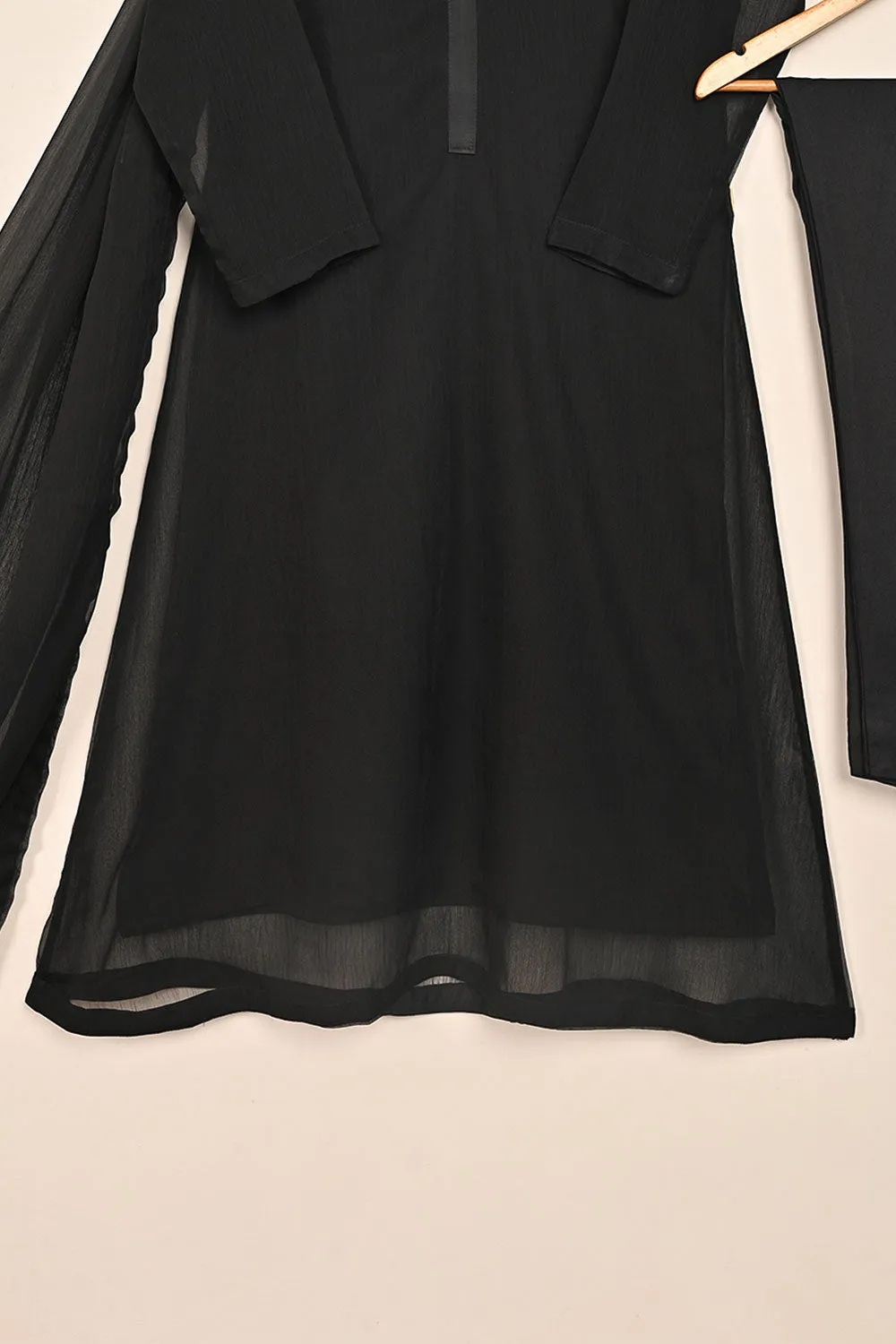 RTW-119-Black -  3Pc Stitched Chiffon Shirt