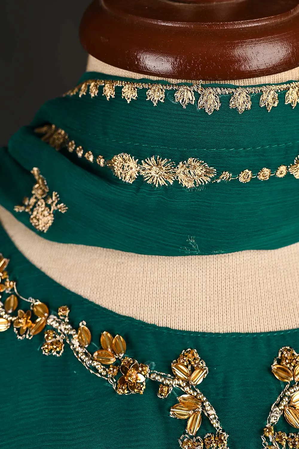 RTW-150-SeaGreen -  3Pc Stitched Embroidered Adda Work Chiffon Shirt