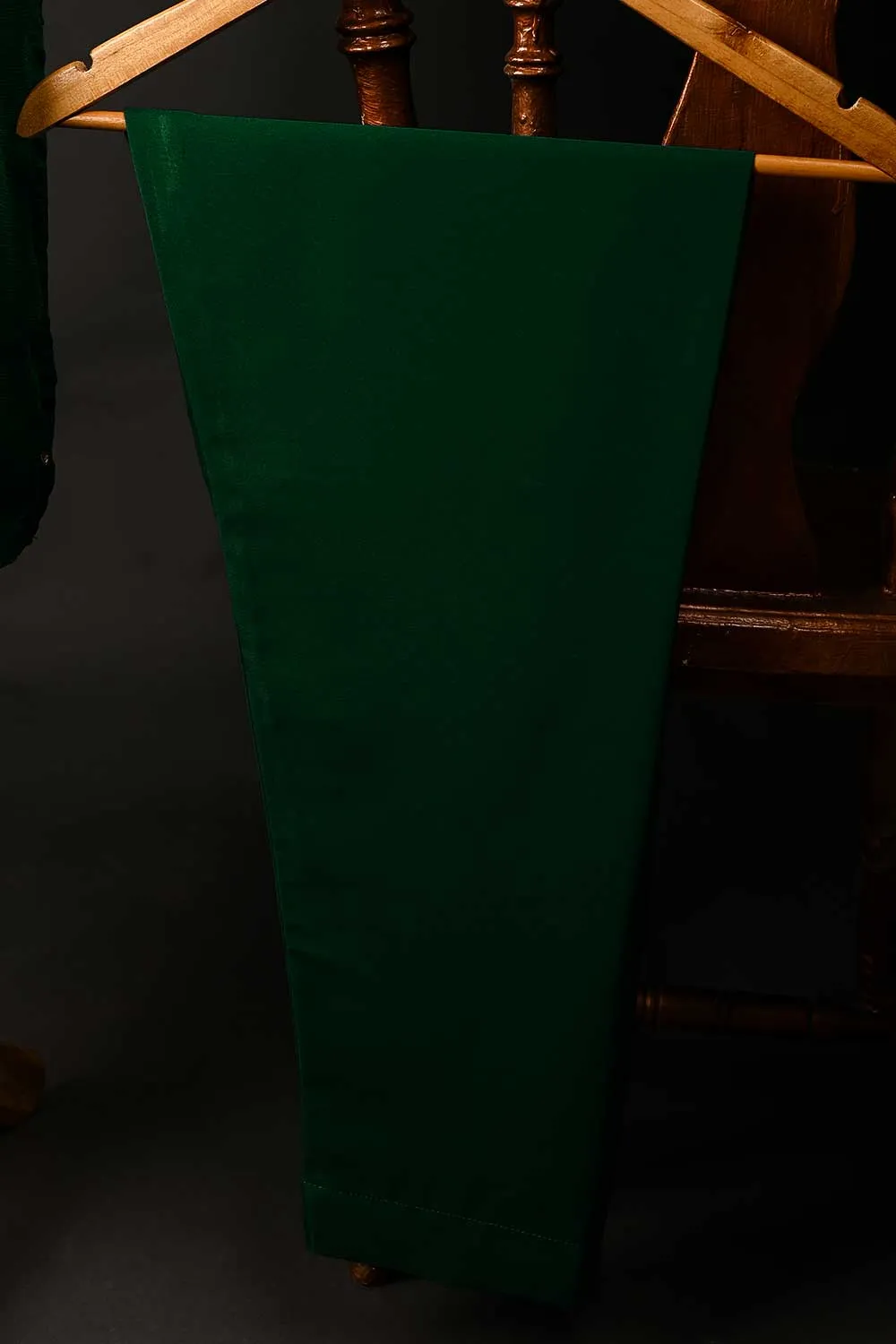 RTW-175-Bottle Green - 3Pc Ready to Wear Embroidered Adda Work Chiffon Dress