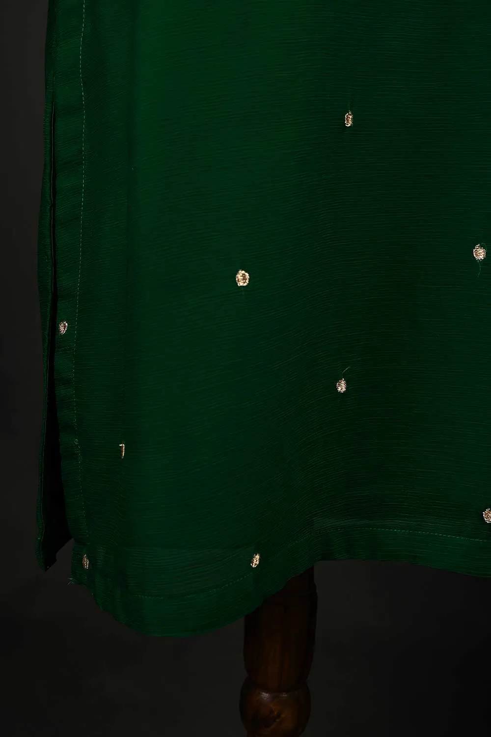 RTW-175-Bottle Green - 3Pc Ready to Wear Embroidered Adda Work Chiffon Dress
