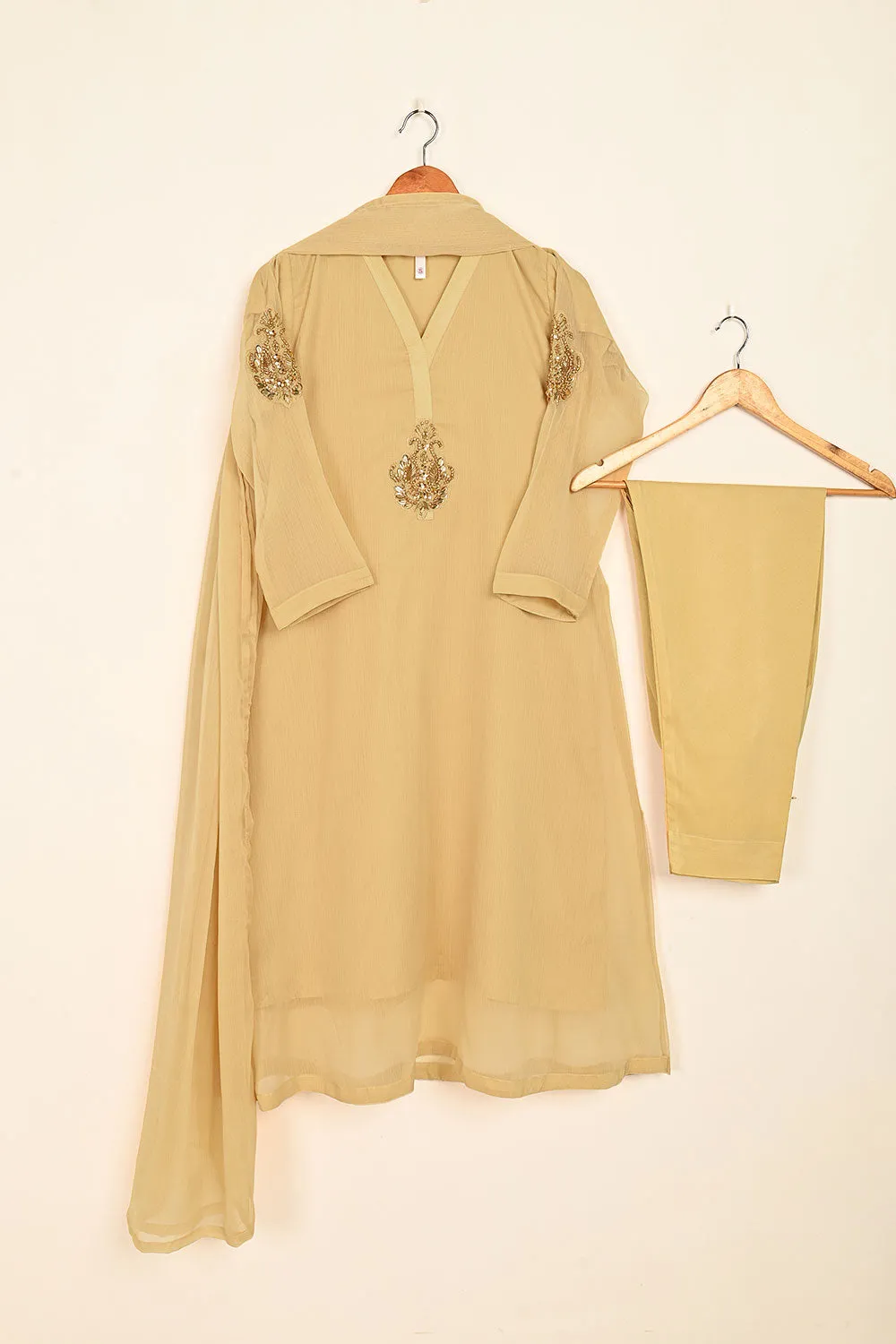 RTW-183-Skin - 3Pc Ready To Wear Chiffon Adda Work Frock