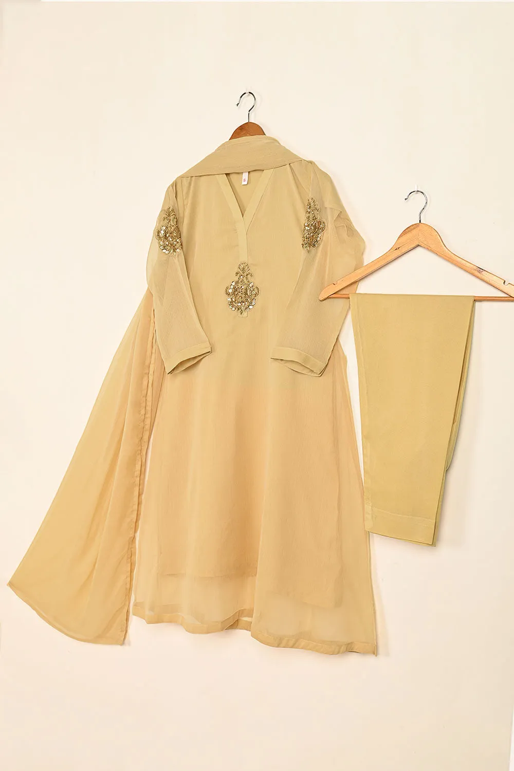 RTW-183-Skin - 3Pc Ready To Wear Chiffon Adda Work Frock