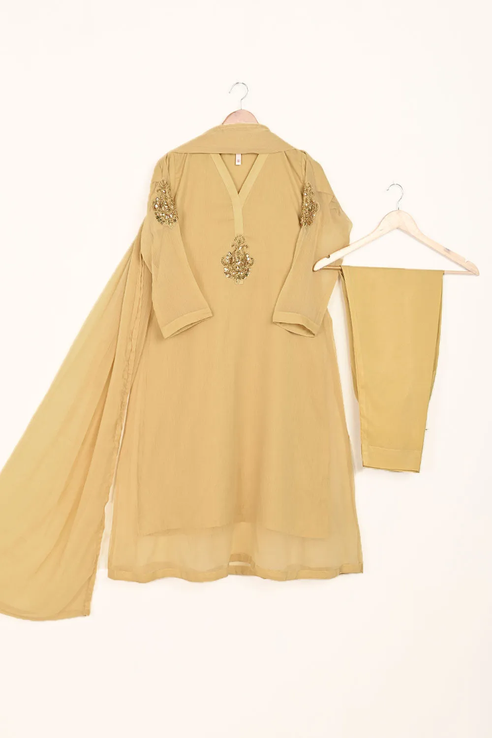 RTW-183-Skin - 3Pc Ready To Wear Chiffon Adda Work Frock
