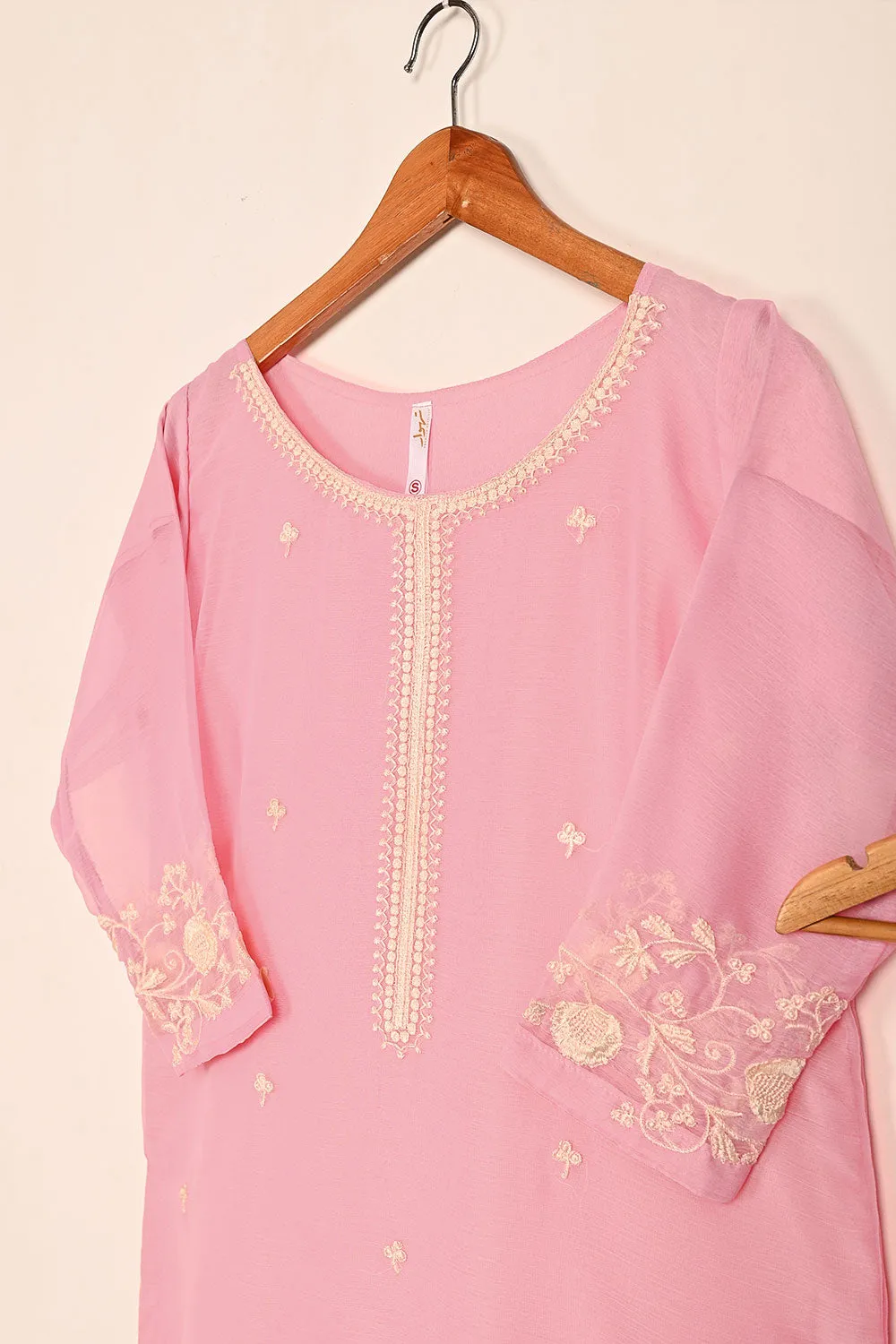 RTW-188-Pink -  3Pc Ready to Wear Embroidered Chiffon Dress