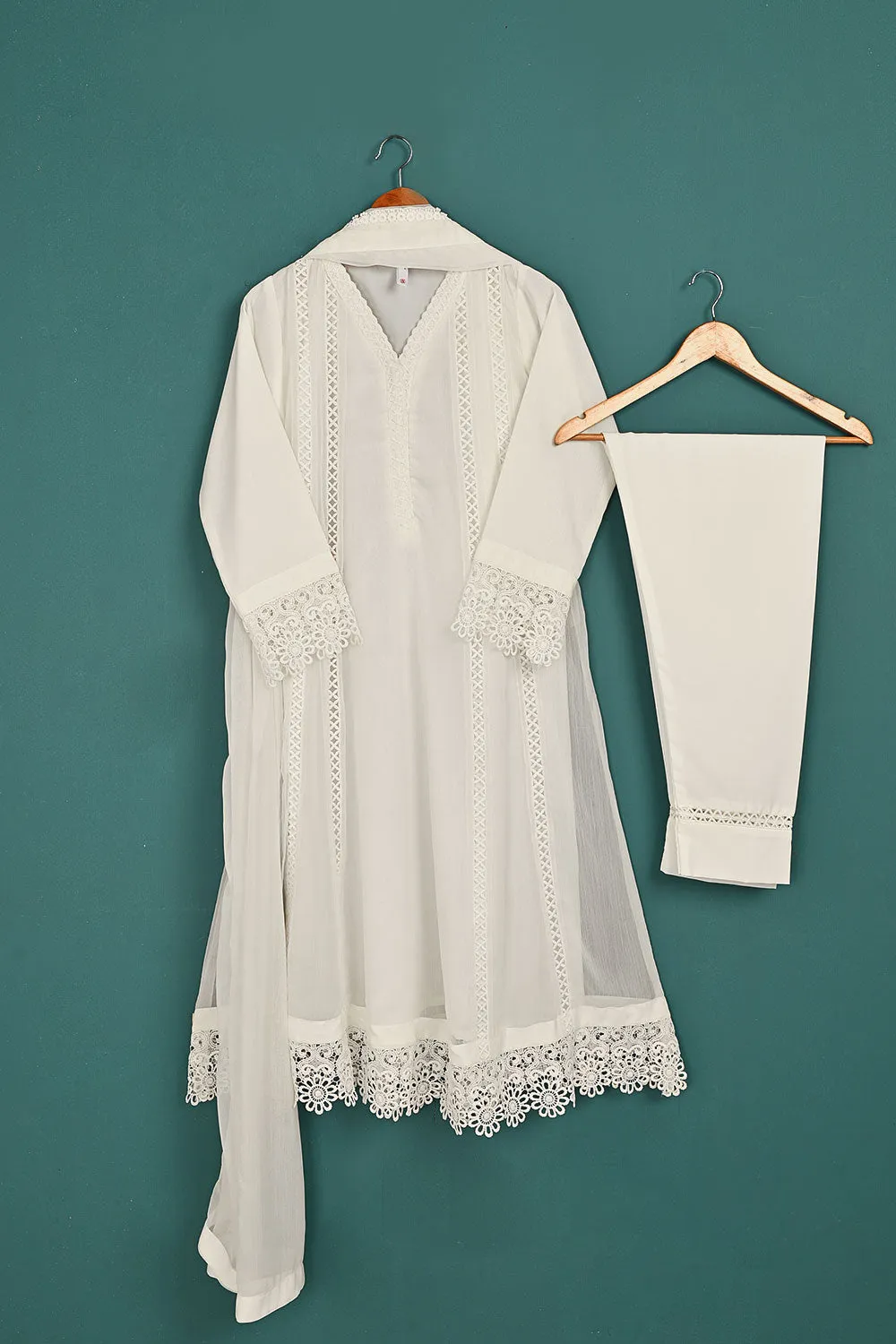 RTW-190-OFFWHITE -  3Pc Ready To Wear Chiffon Frock