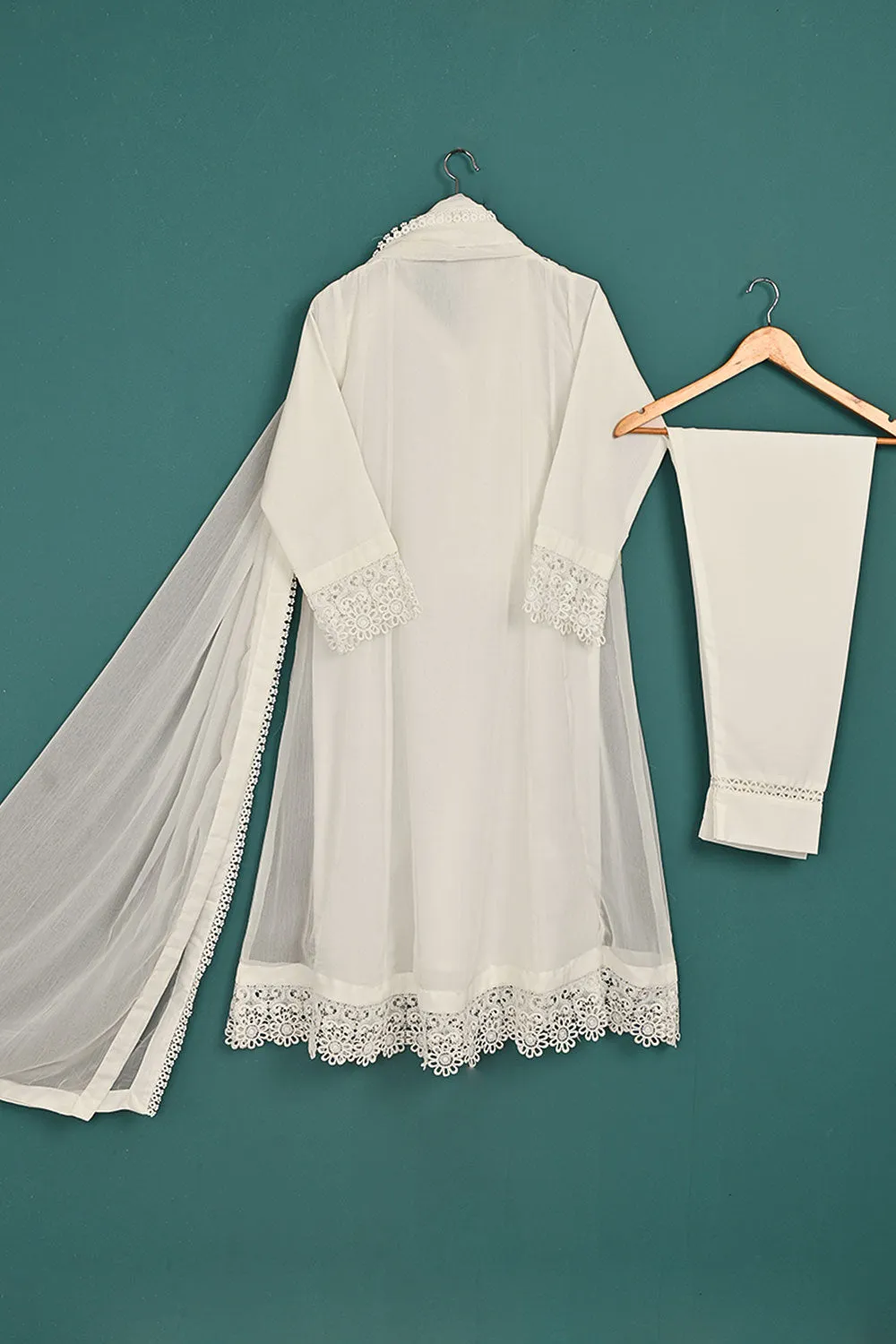 RTW-190-OFFWHITE -  3Pc Ready To Wear Chiffon Frock