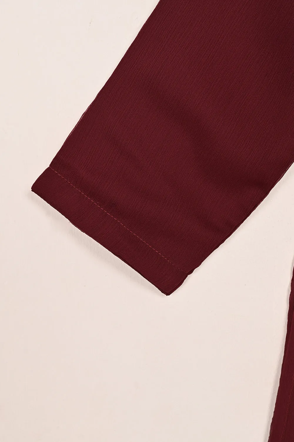 RTW-194-Maroon -  3Pc Ready To Wear Chiffon Frock