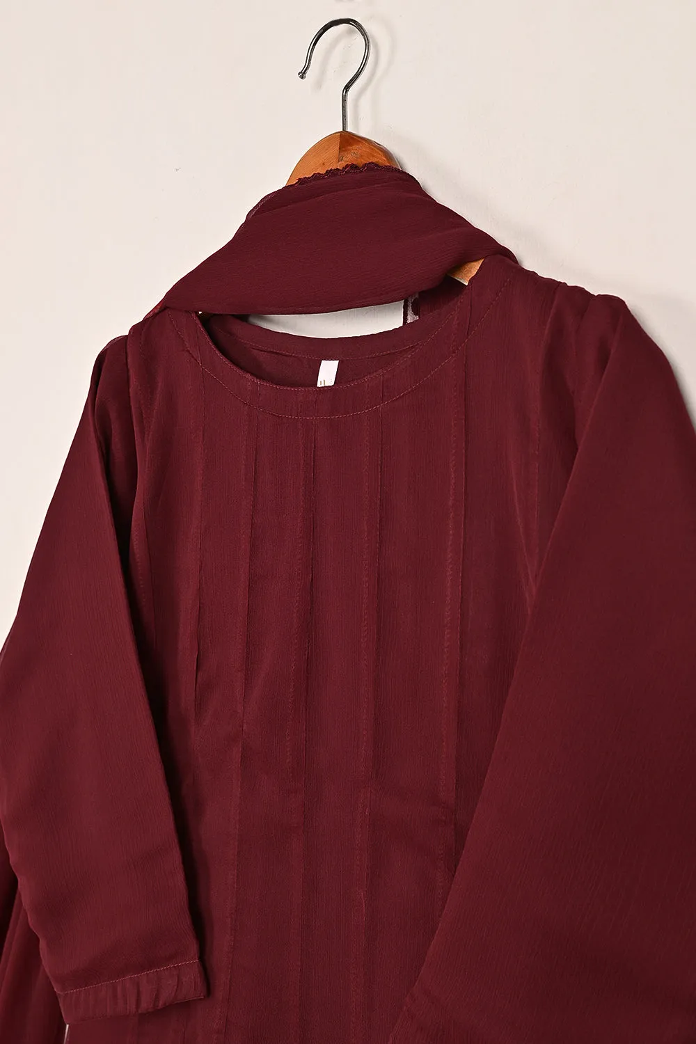 RTW-194-Maroon -  3Pc Ready To Wear Chiffon Frock