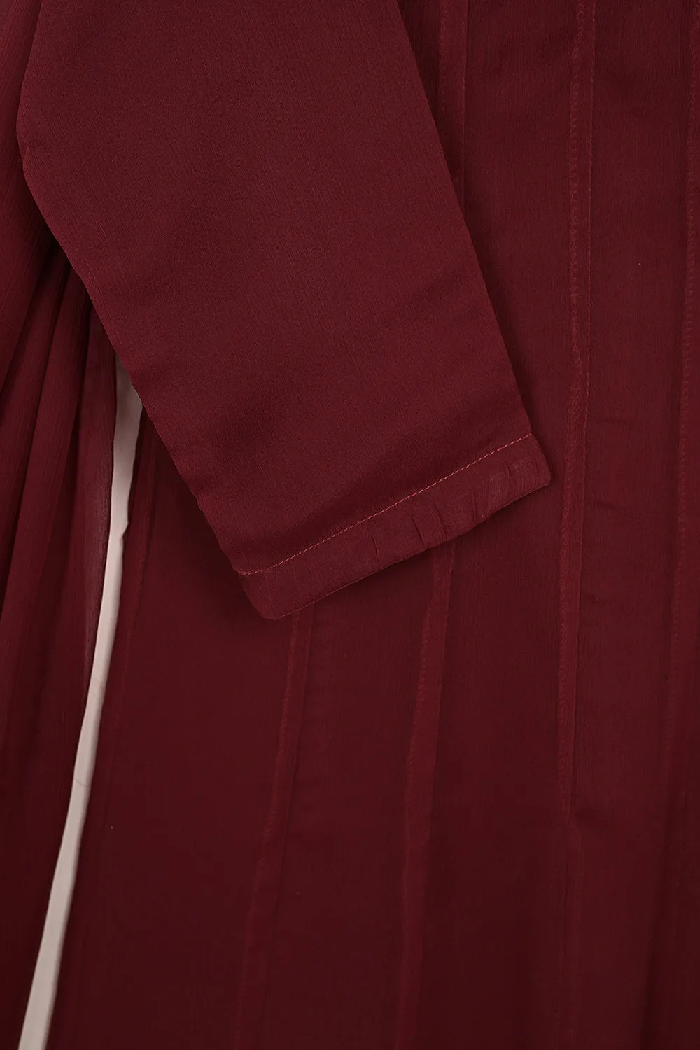 RTW-194-Maroon -  3Pc Ready To Wear Chiffon Frock