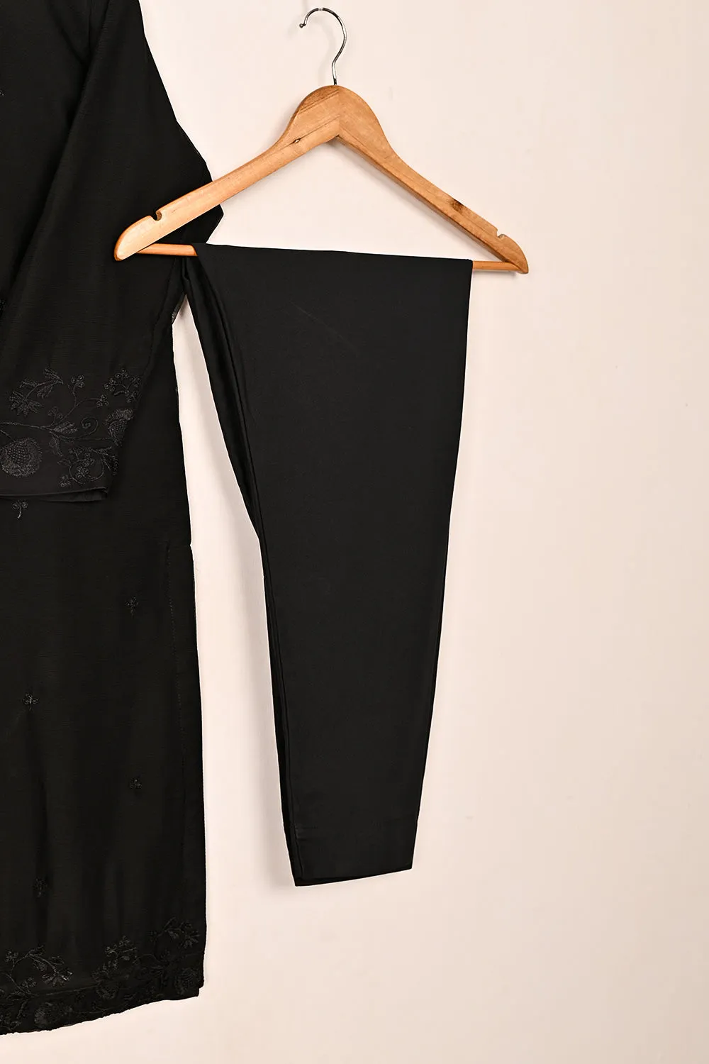 RTW-253-BlacK -  3Pc Ready to Wear Embroidered Chiffon Dress