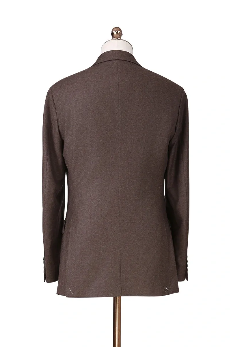 Savile Row Classic Brown Italian Wool Men's Suit