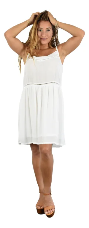 Secret Beach - Hanalei Dress - White  - Chiffon Rayon with tape
