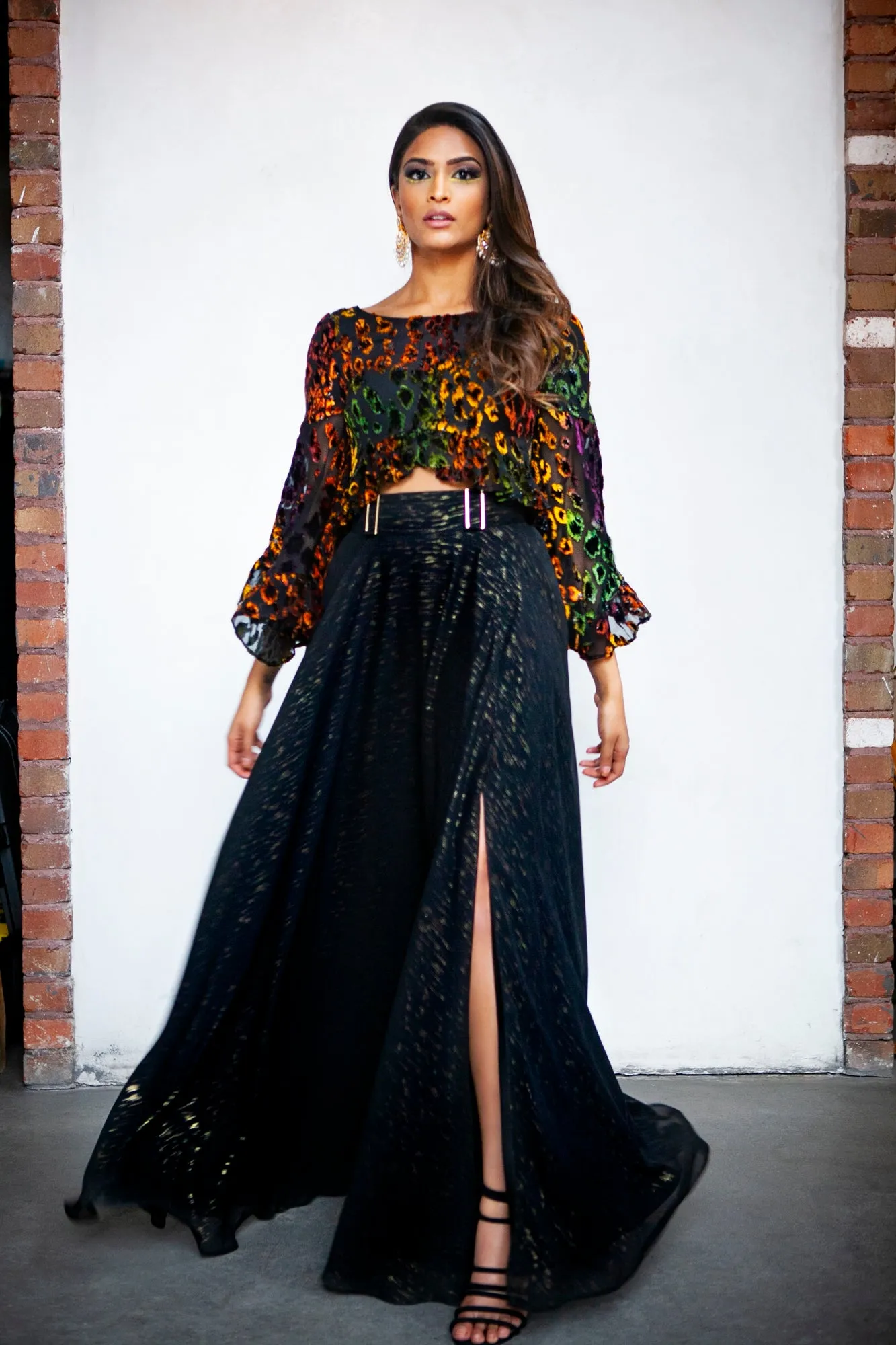 SEEMA Ruffled Leopard Burnout Top