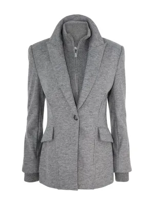 Simkhai Auden Knit Combo Blazer in Warm Gray