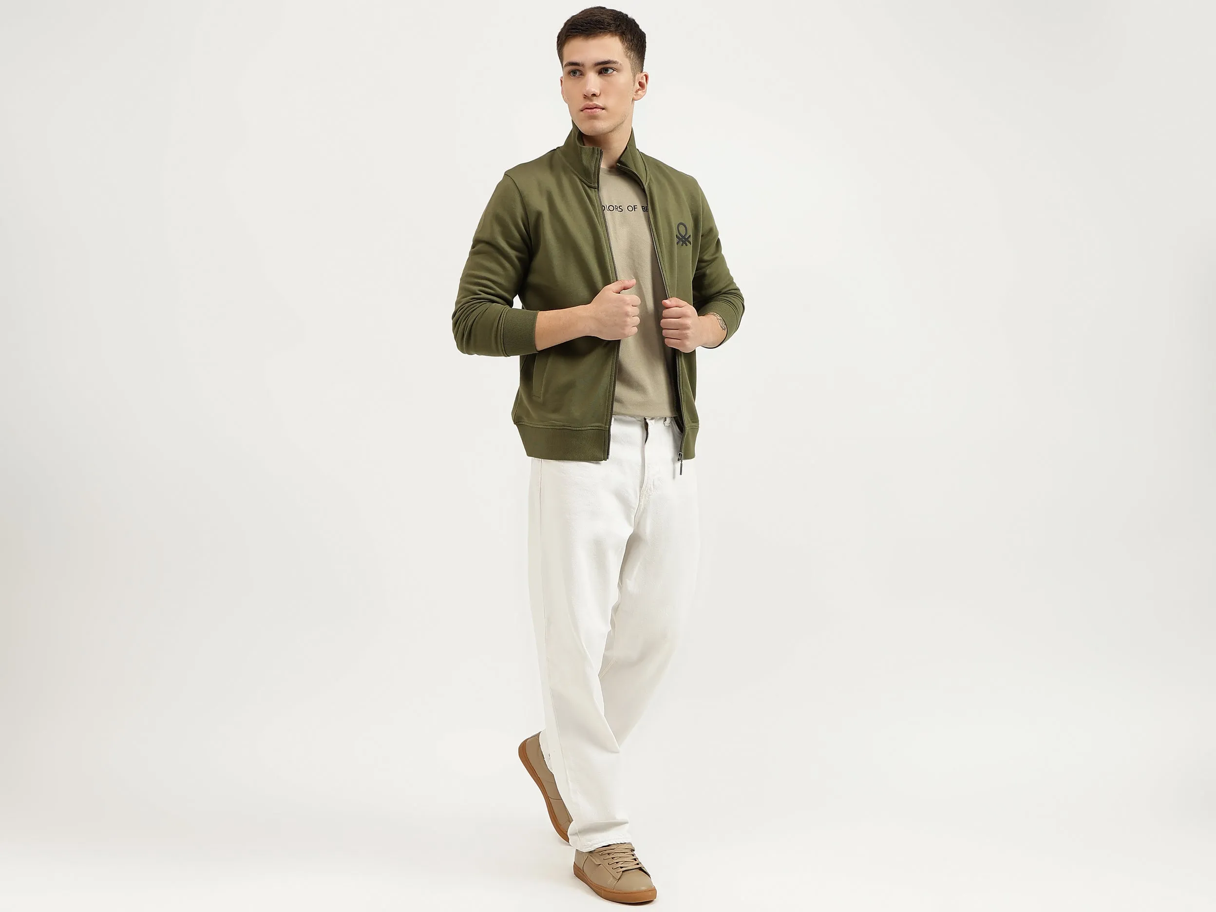 Slim Fit High Neck Solid Sweatshirts