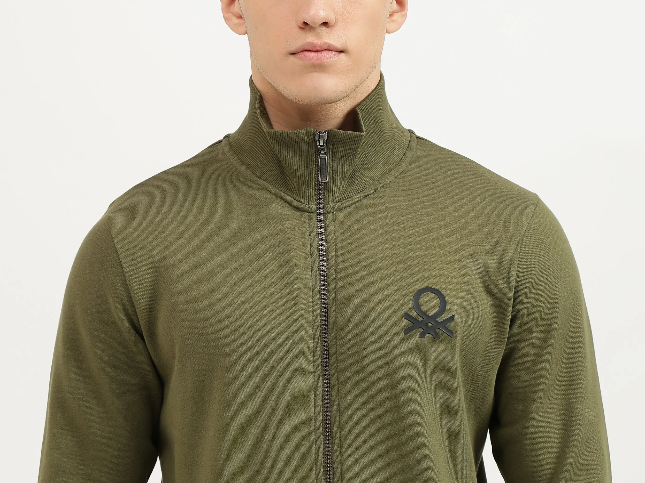 Slim Fit High Neck Solid Sweatshirts