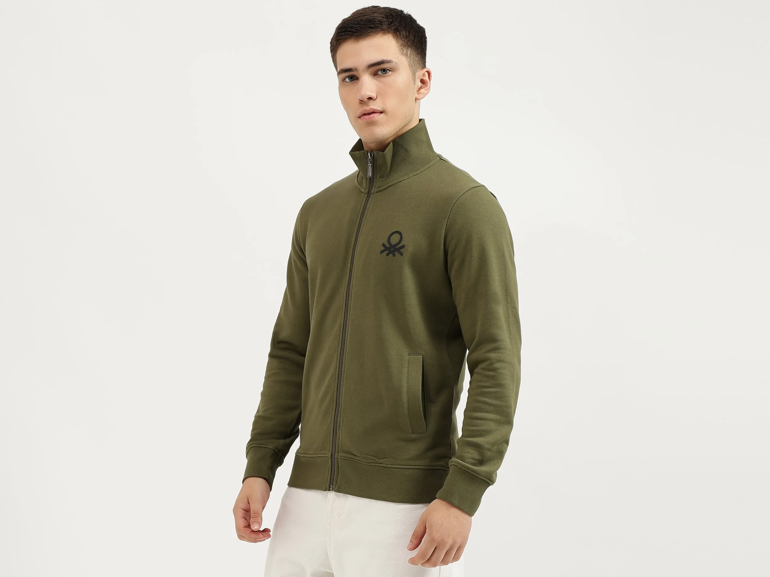 Slim Fit High Neck Solid Sweatshirts