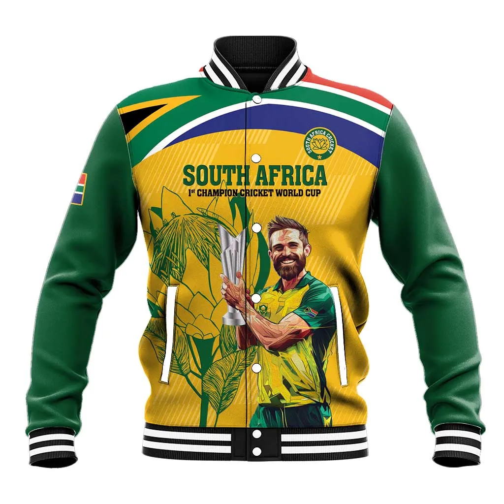 South Africa Cricket Baseball Jacket 1st Champions World Cup Proud Of Our Boys LT14