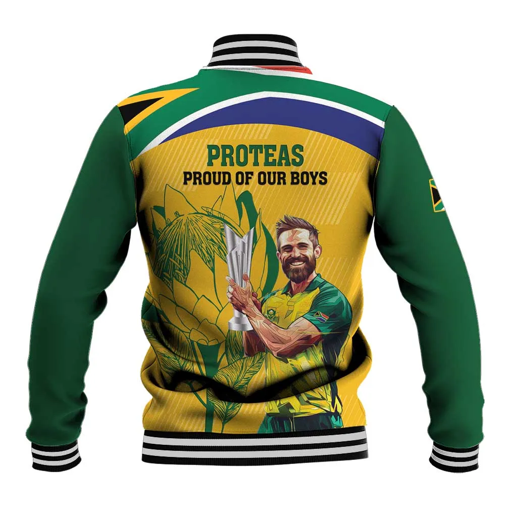 South Africa Cricket Baseball Jacket 1st Champions World Cup Proud Of Our Boys LT14