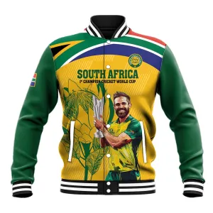 South Africa Cricket Baseball Jacket 1st Champions World Cup Proud Of Our Boys LT14