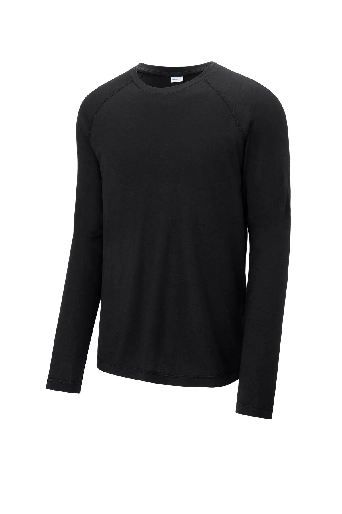 Sport-Tek  PosiCharge  Long Sleeve Tri-Blend Wicking Raglan Tee ST400LS Black Triad Solid