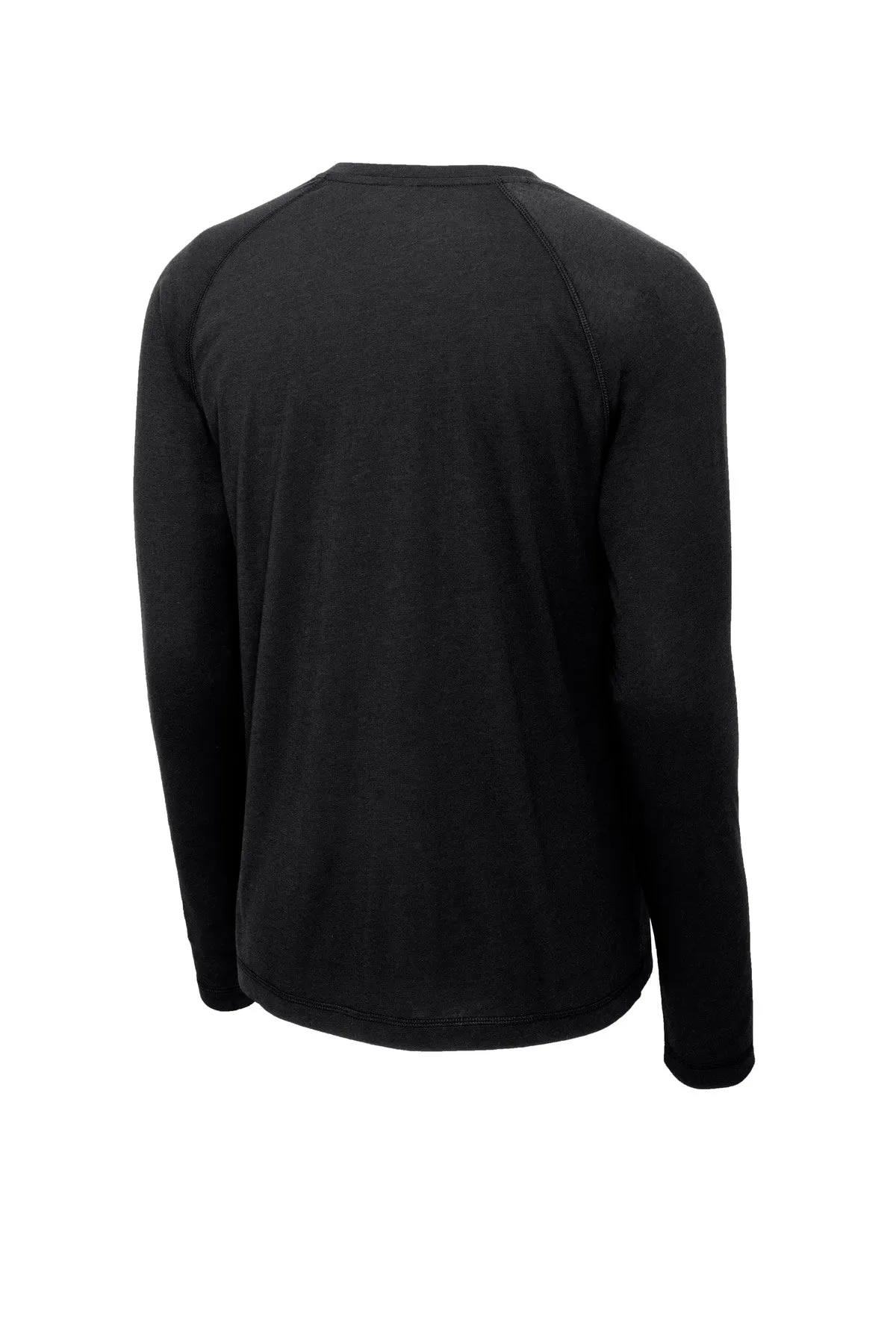 Sport-Tek  PosiCharge  Long Sleeve Tri-Blend Wicking Raglan Tee ST400LS Black Triad Solid