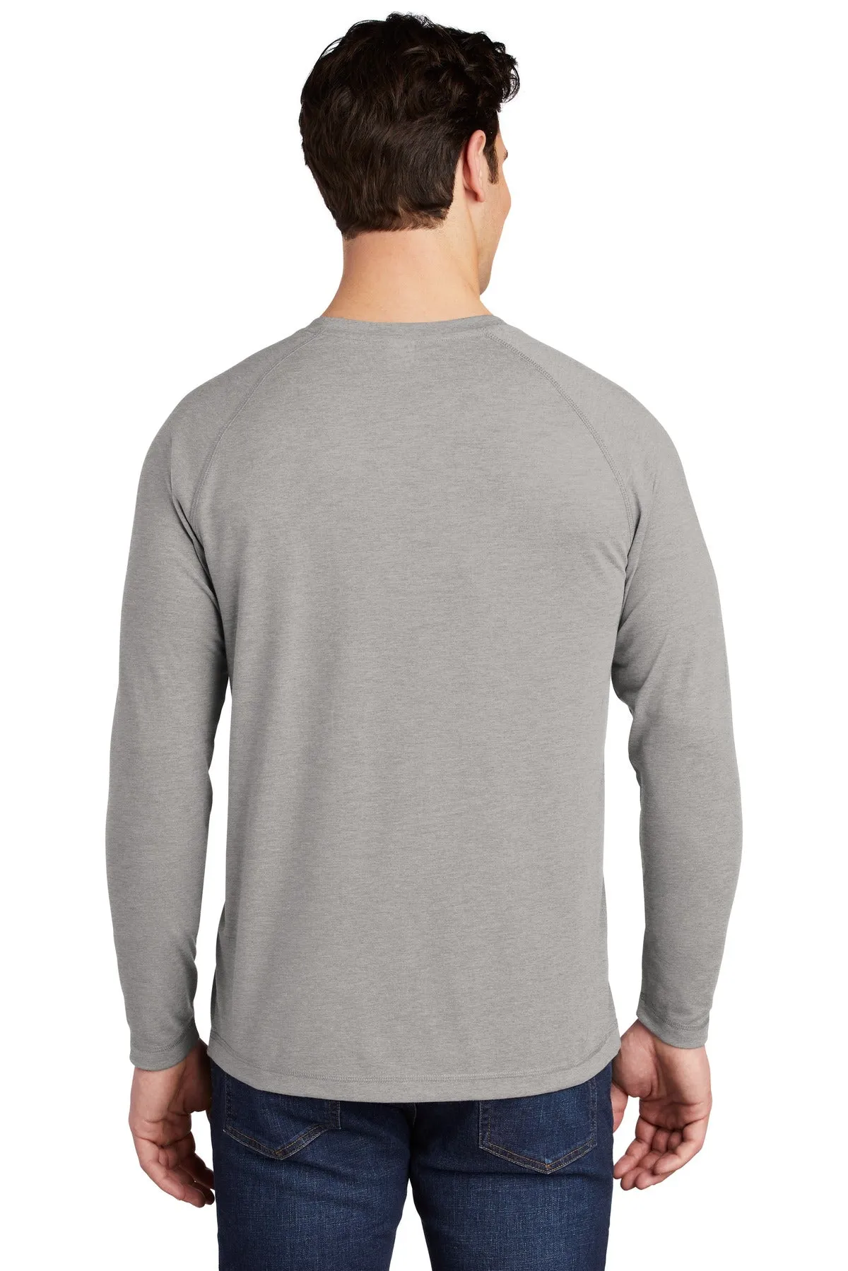 Sport-Tek  PosiCharge  Long Sleeve Tri-Blend Wicking Raglan Tee ST400LS Light Grey Heather