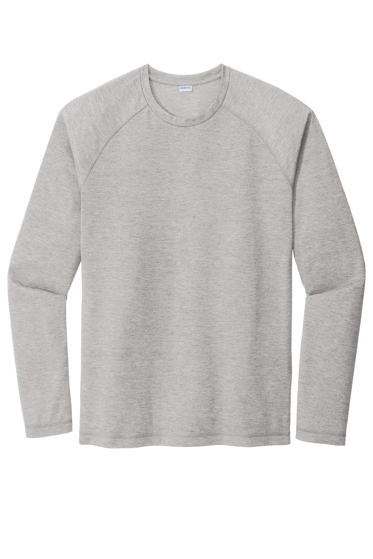 Sport-Tek  PosiCharge  Long Sleeve Tri-Blend Wicking Raglan Tee ST400LS Light Grey Heather