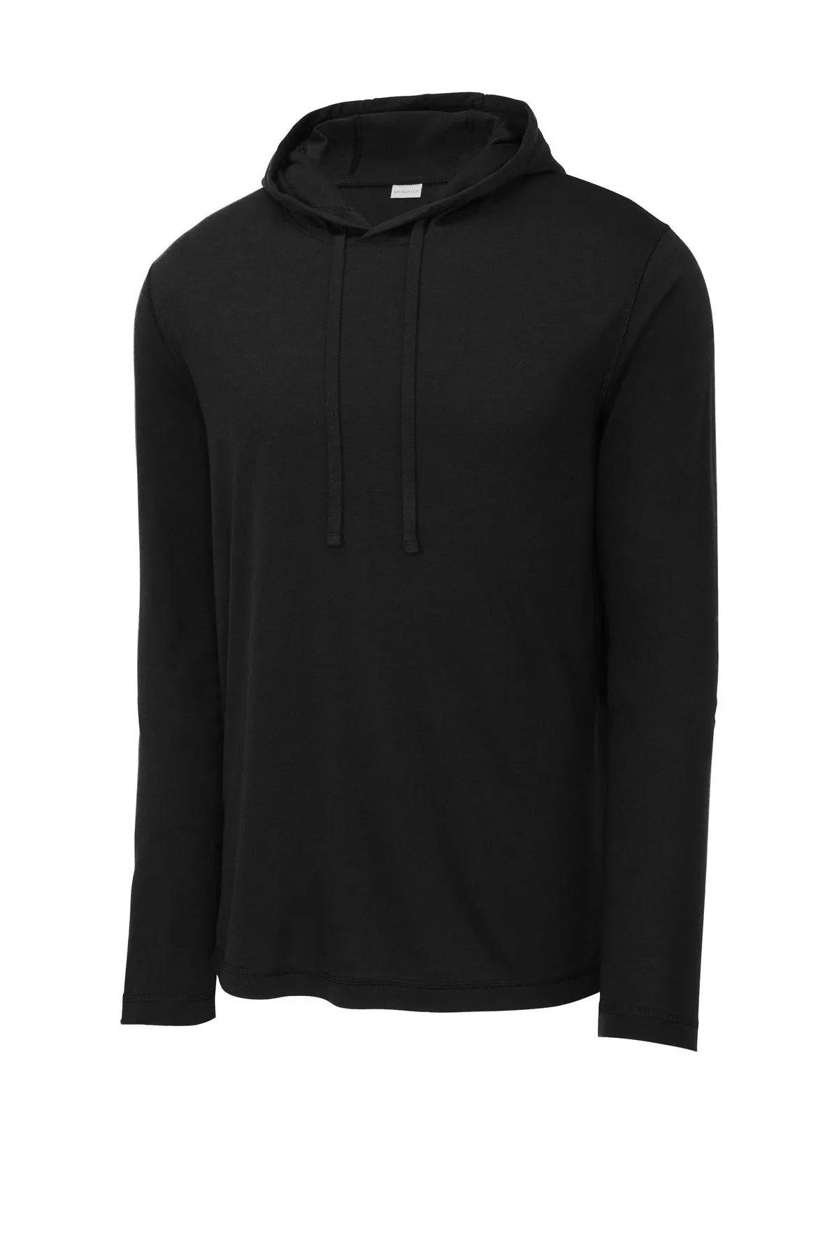 Sport-Tek  PosiCharge  Tri-Blend Wicking Long Sleeve Hoodie ST406 Black Triad Solid