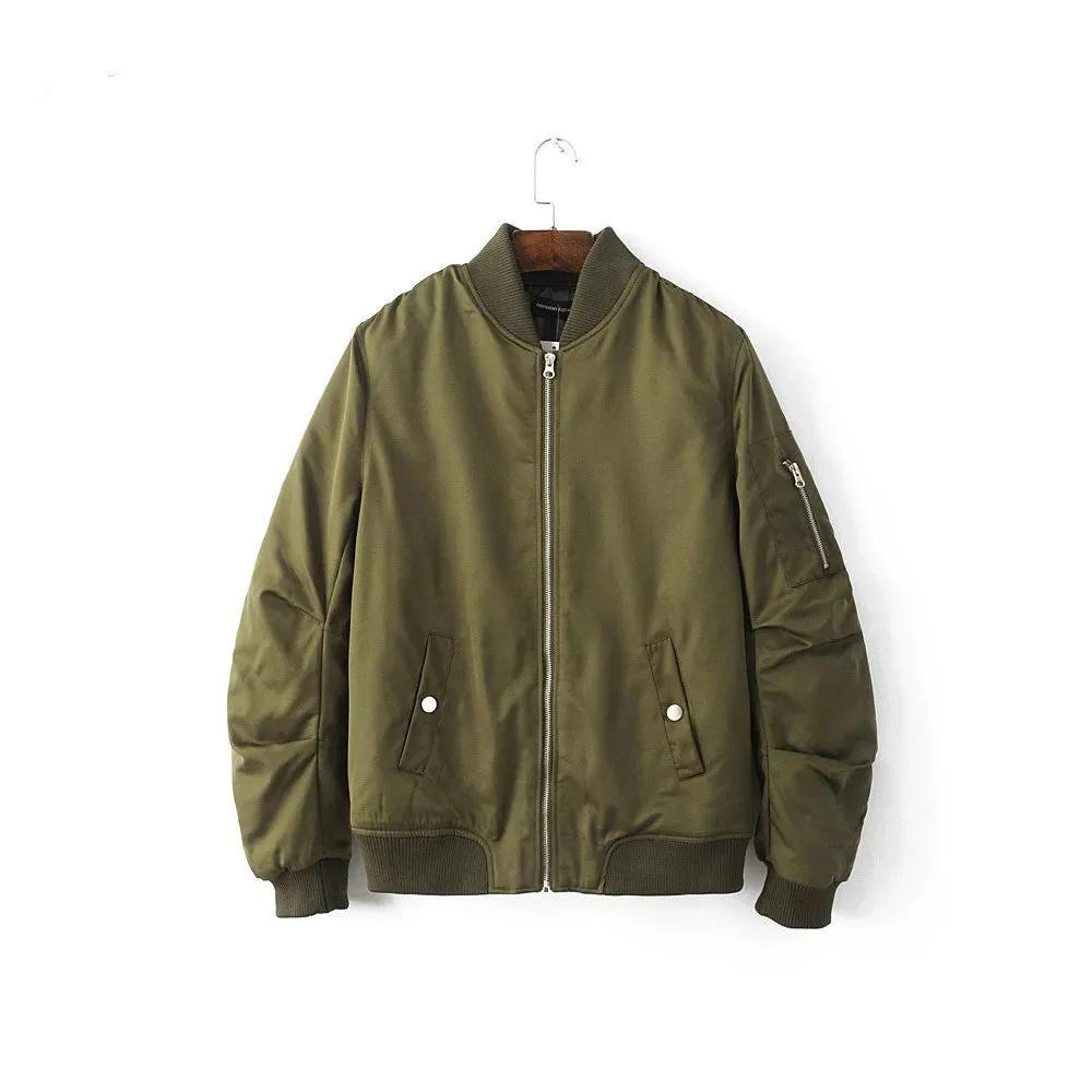 Spring Autumn Mens Solid Flight Army Green Bomber Jacket Men's Rib Sleeve Zipper Short Air Force Baseball Coats Clothing