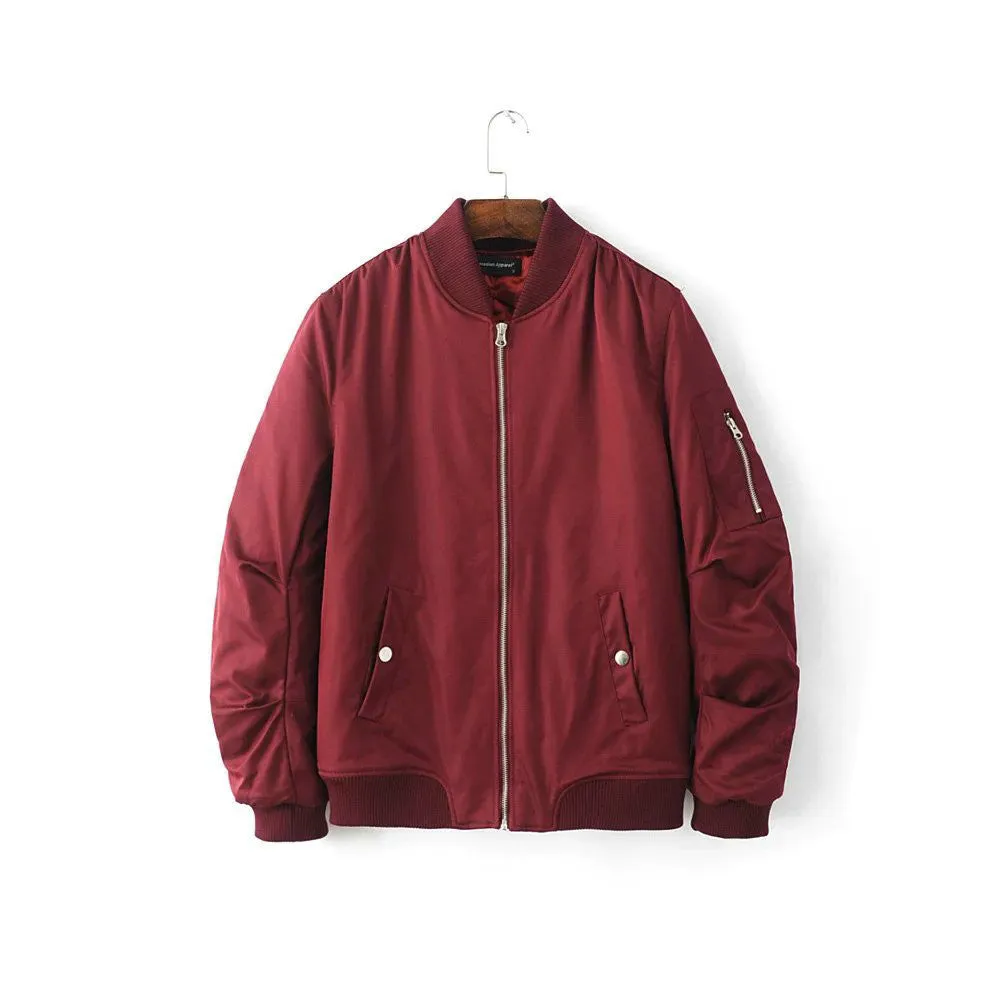 Spring Autumn Mens Solid Flight Army Green Bomber Jacket Men's Rib Sleeve Zipper Short Air Force Baseball Coats Clothing