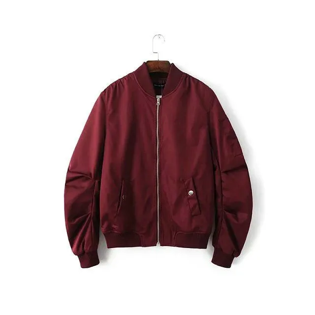Spring Autumn Mens Solid Flight Army Green Bomber Jacket Men's Rib Sleeve Zipper Short Air Force Baseball Coats Clothing