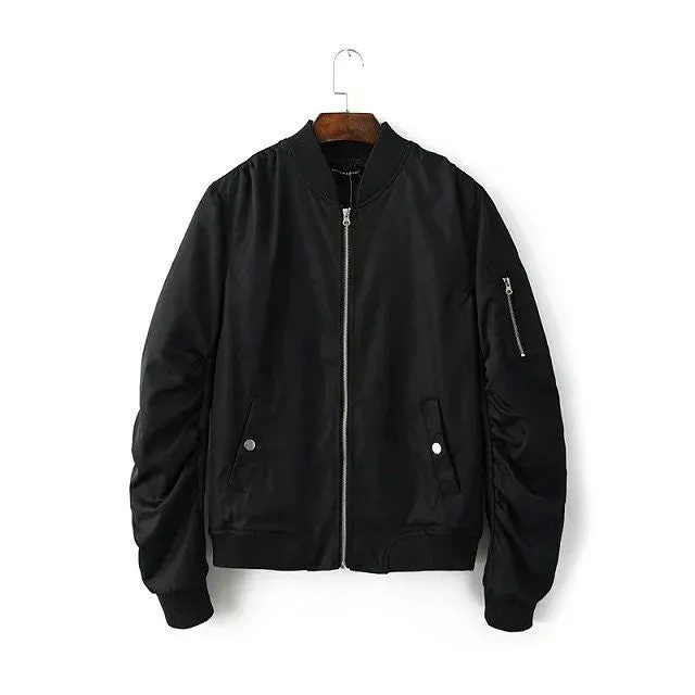Spring Autumn Mens Solid Flight Army Green Bomber Jacket Men's Rib Sleeve Zipper Short Air Force Baseball Coats Clothing