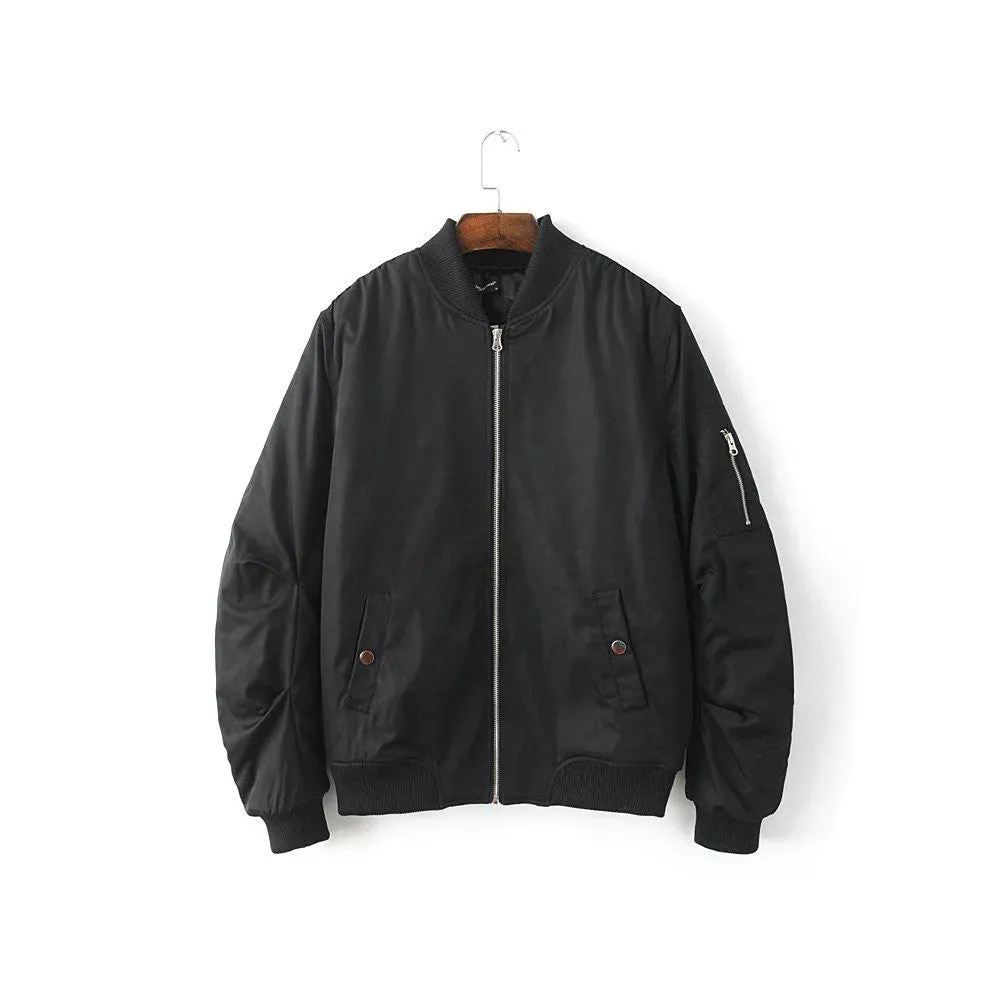 Spring Autumn Mens Solid Flight Army Green Bomber Jacket Men's Rib Sleeve Zipper Short Air Force Baseball Coats Clothing