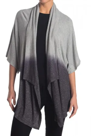 Status by Chenault Women's Open Front Textured Dip Dye Cardigan