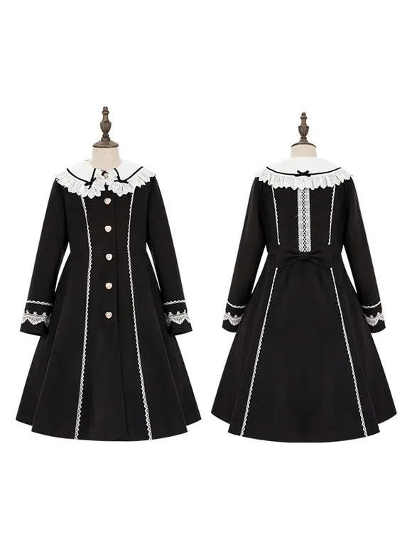 Sweet Lolita Coats Teal Coat Ruffles Bows Overcoat Polyester Fall Lolita Outwears