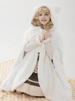 Sweet Lolita Poncho White Polyester Plaid Fall Lolita Outwears