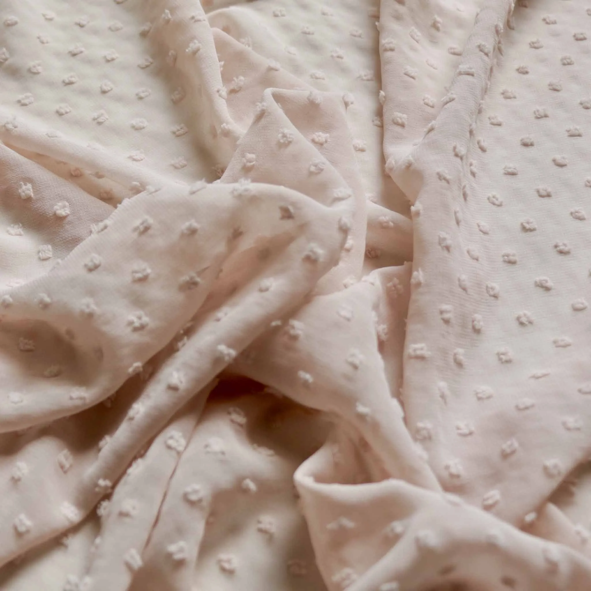 Swiss Dot Chiffon - Pale dusty pink