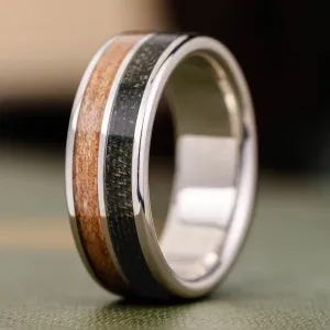 The Air Force | Men's Silver Wedding Band with Propeller Wood & Vintage Air Force Flight Suit