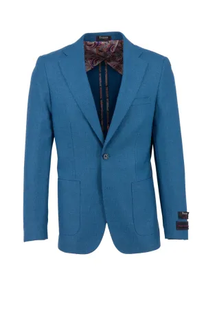 Tiglio Luxe Crystal Teal Hopsack Veneto/THP Slim Fit half lined, Pure Wool Jacket TL3377