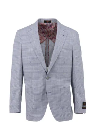 Tiglio Luxe Light Blue Glen Plaid Dolcetto/THP Modern Fit half lined, Pure Wool Jacket TL4036