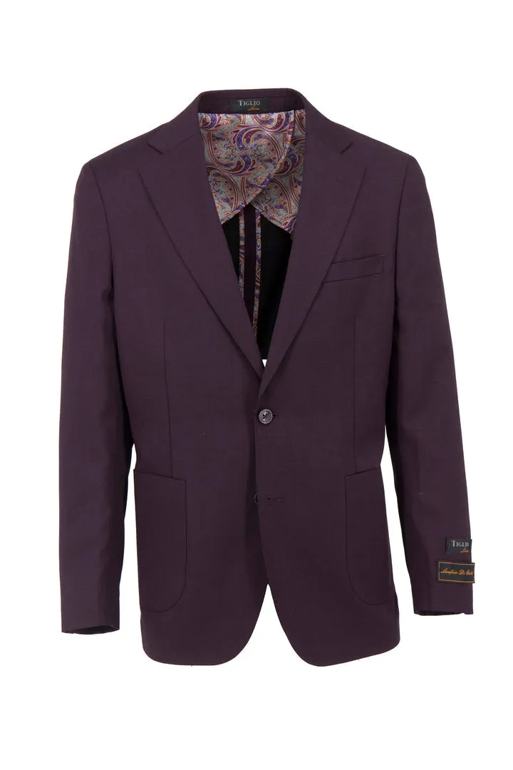 Tiglio Luxe Plum Dolcetto/THP Modern Fit half lined, Pure Wool Jacket TL5591