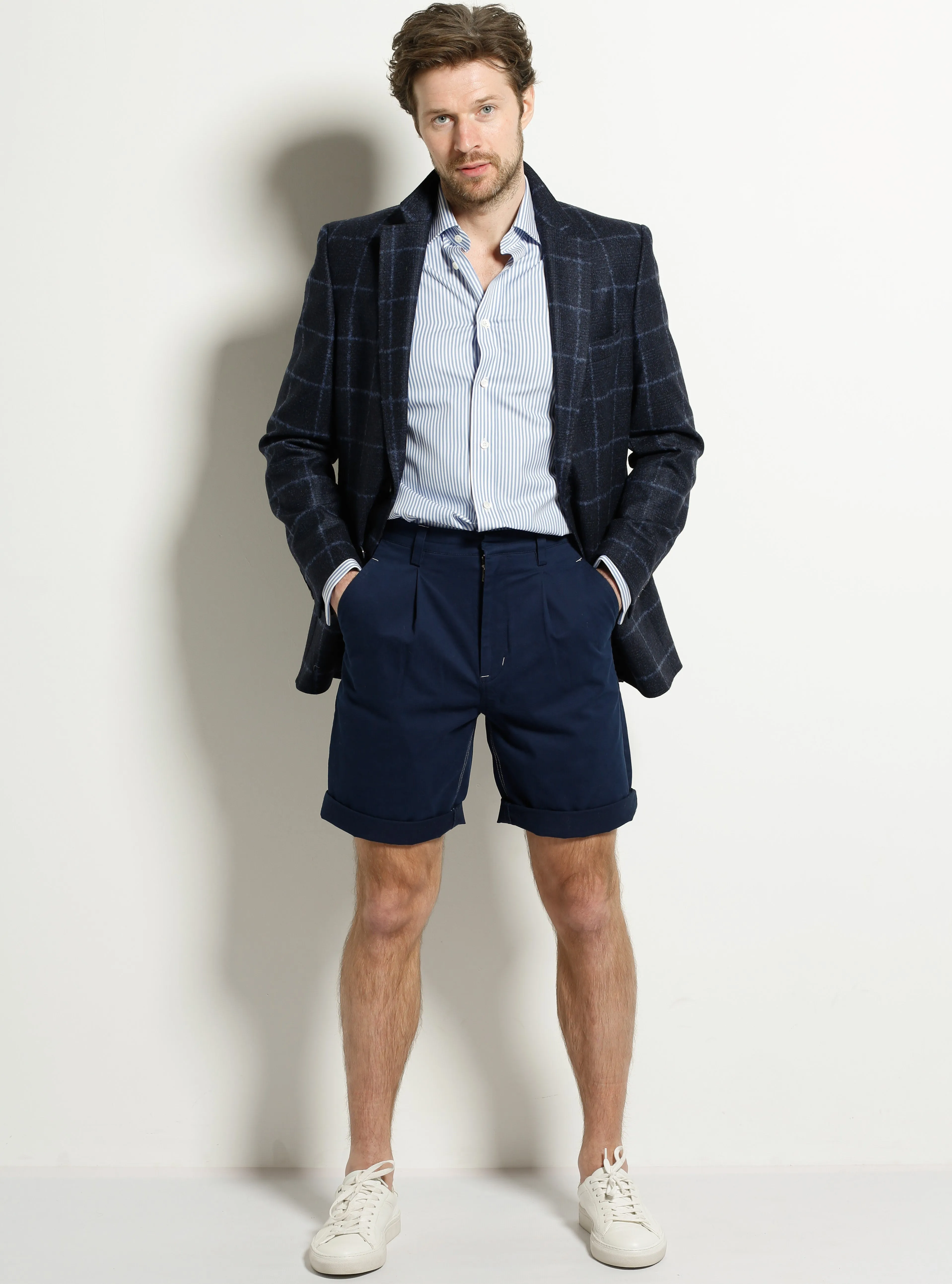 Toby Luper Signature Collection Blue Windowpane Check Tweed