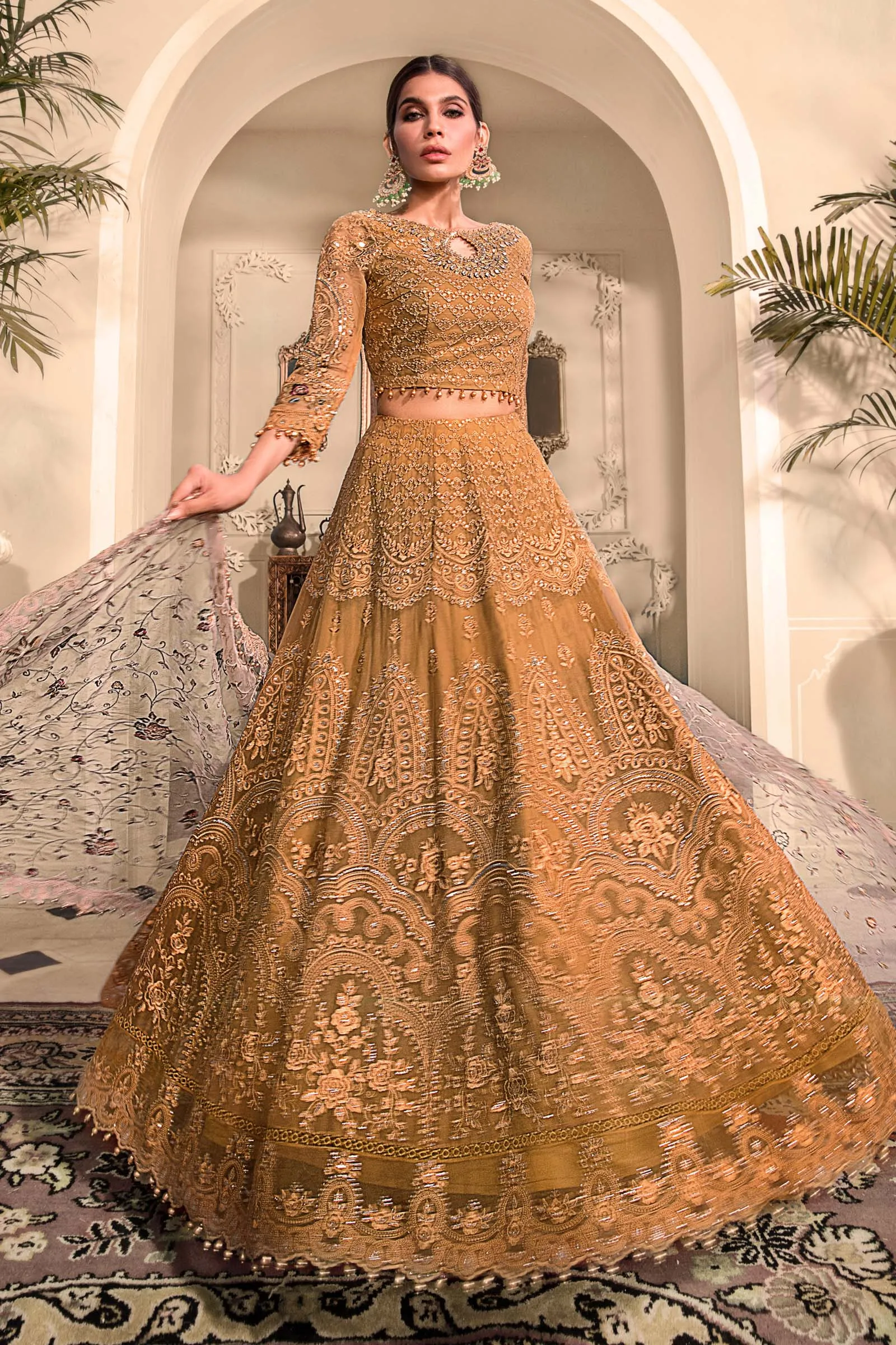 Unstitched MBROIDERED - Mustard BD-2606 | Maria B Mbroidered Heritage Luxury Edition 2023 | Unstitched Embroidered Organza Suits