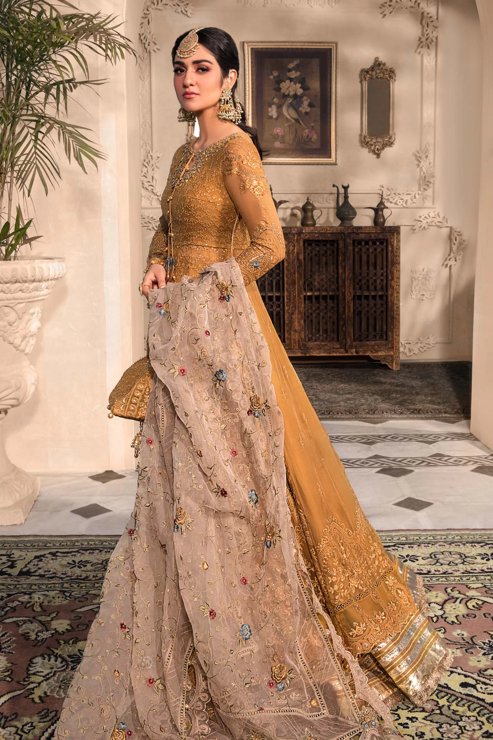 Unstitched MBROIDERED - Mustard BD-2606 | Maria B Mbroidered Heritage Luxury Edition 2023 | Unstitched Embroidered Organza Suits